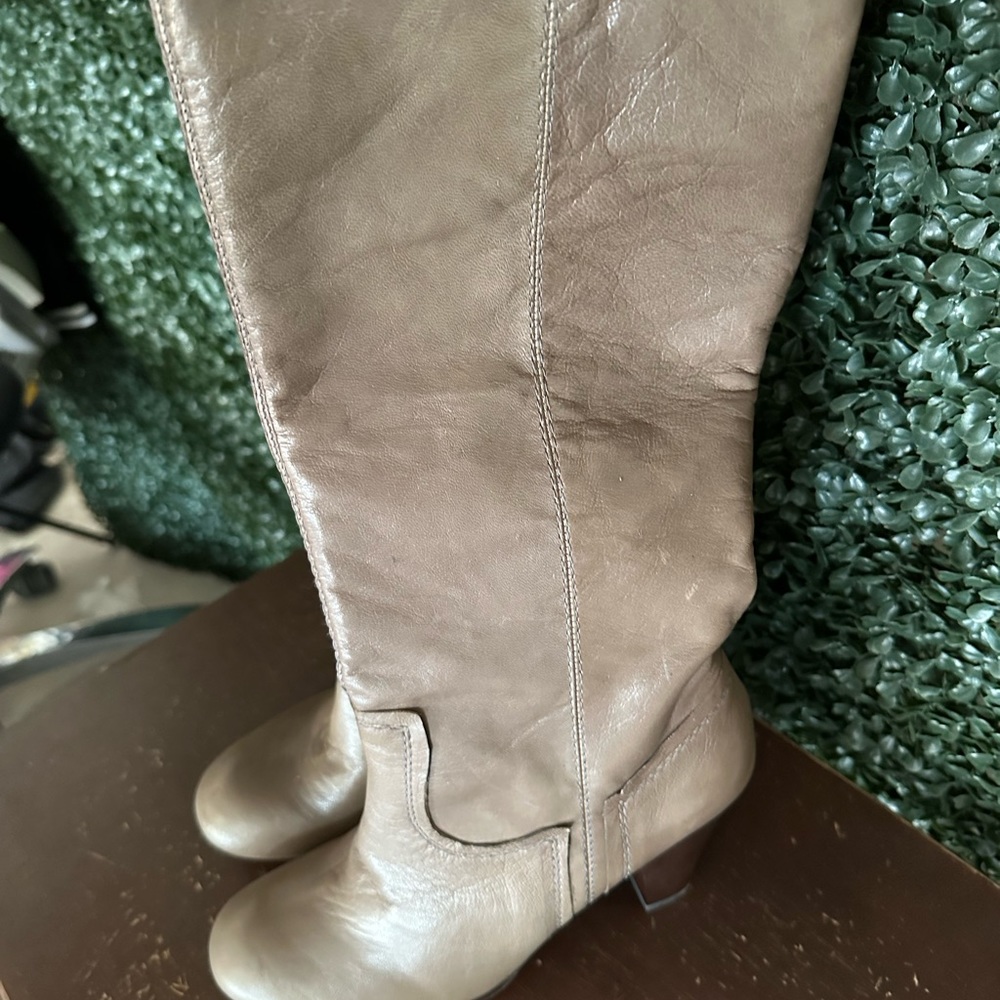 Tall LEATHER BOOTS SZ 8.5 color elephant